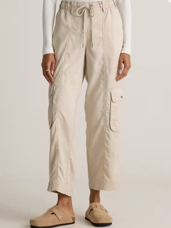 Quince Pants - Quince Vintage Wash Tencel Drawstring Cargo Pants Shale XL NWT
